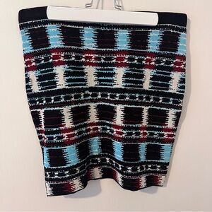 Rachel Roy Skirt Striped Knit Mini Multicolor Blue Elastic Medium